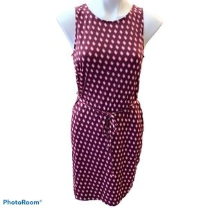 Banana Republic Factory Pink White Dot Belted Sleeveless Dress - Size Small